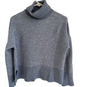 J.Crew Merino Wool Alpaca Blend Cowl Neck Turtleneck Blue Sweater, Size Small